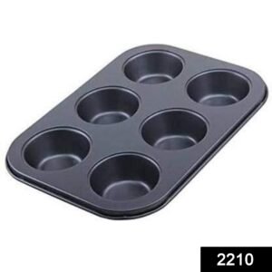 2210 Non-Stick Reusable Cupcake Baking Slot Tray for 6 Muffin Cup